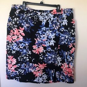Talbots Black floral pencil skirt